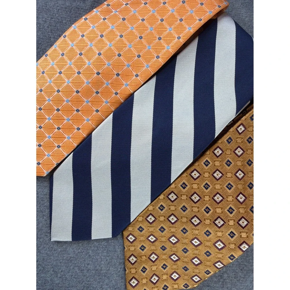 Jos. A. Bank Necktie Set of 3 100% Silk Multi‎ Color Silk Striped Geometric
